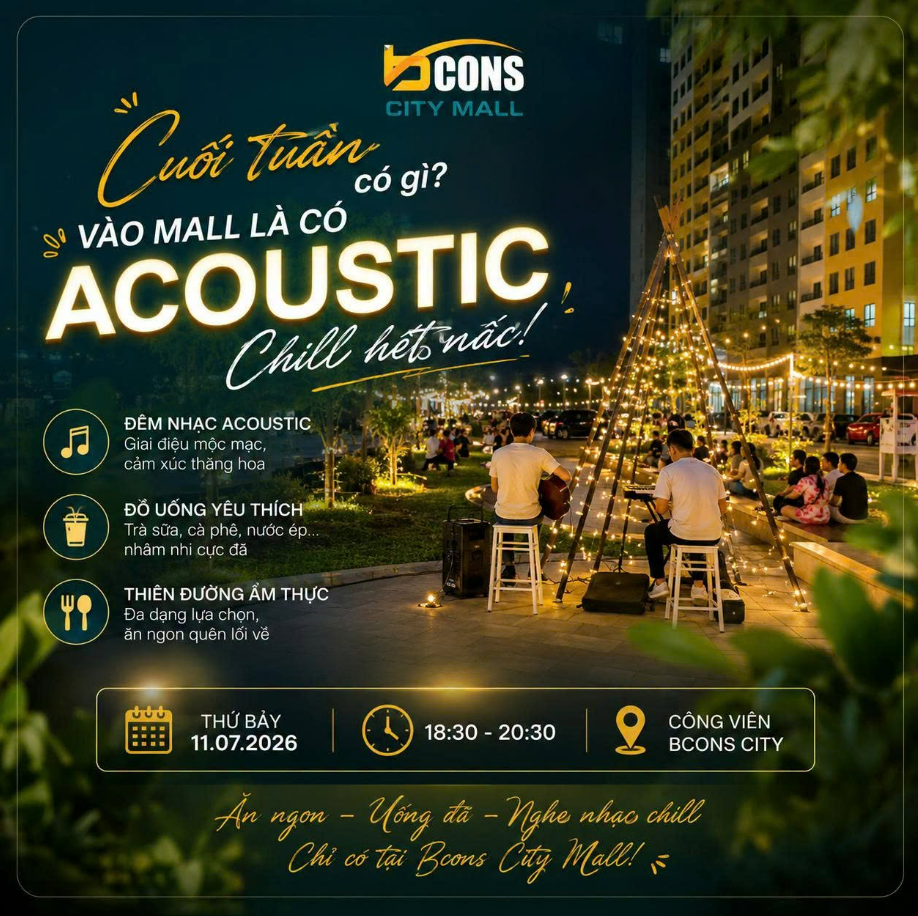 Đêm nhạc acoustic cuối tuần tại Bcons City Mall