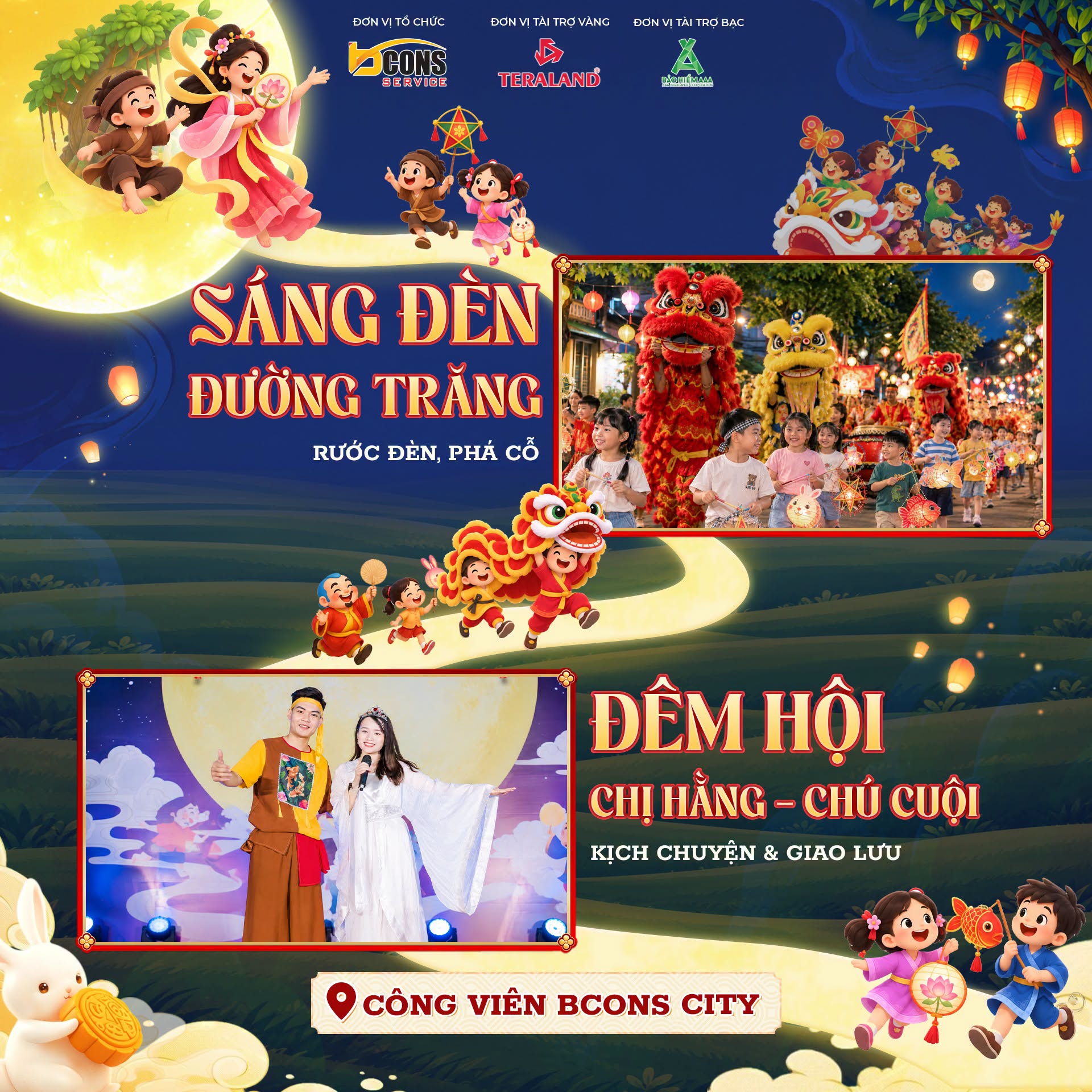 Đêm Hội Chạm Trăng Bcons City Mall - Múa lân và rước đèn Trung Thu
