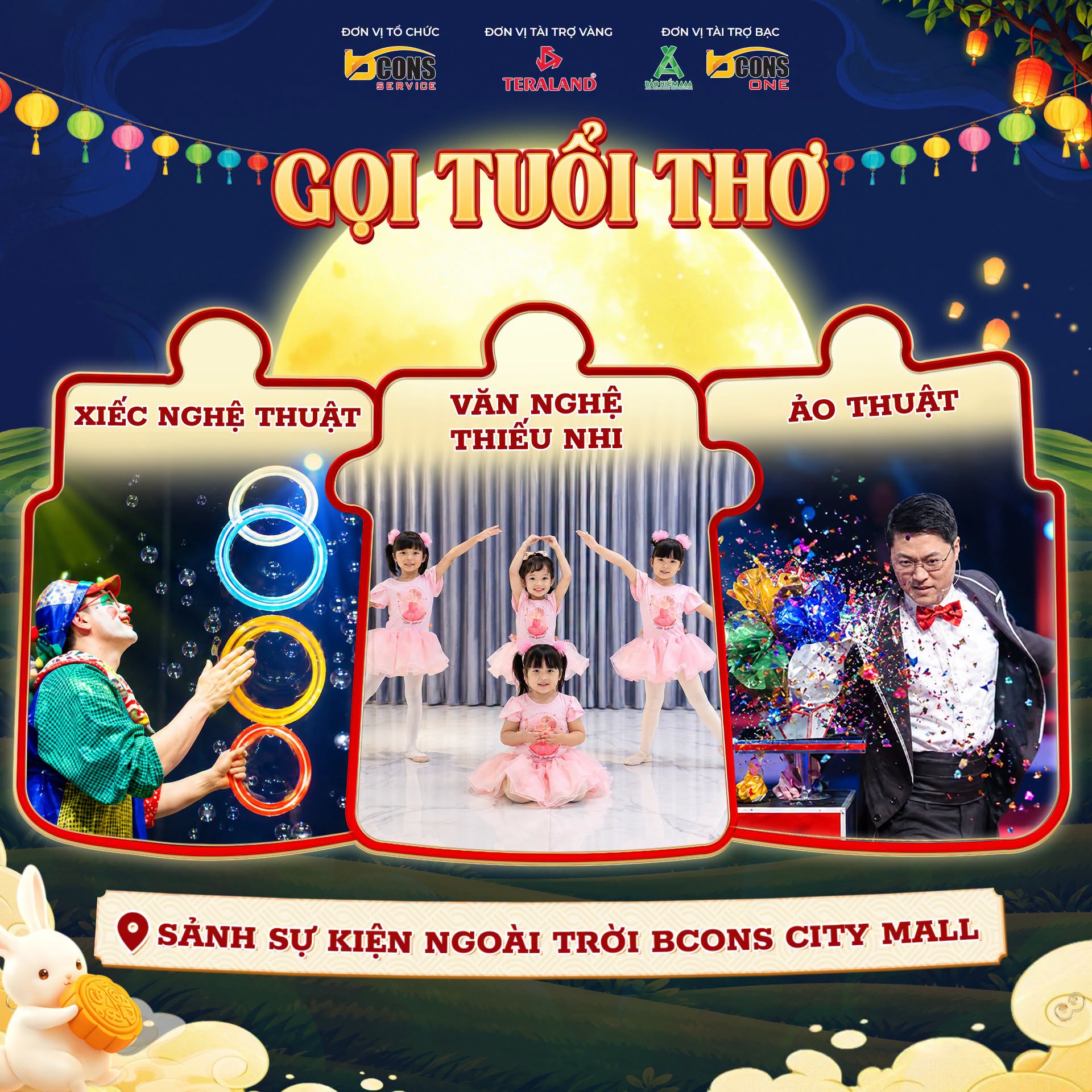 Biểu diễn xiếc nghệ thuật và ảo thuật Gọi Tuổi Thơ Bcons City Mall