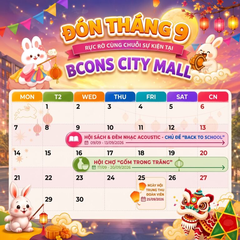 Lịch chuỗi sự kiện tháng 9 Bcons City Mall