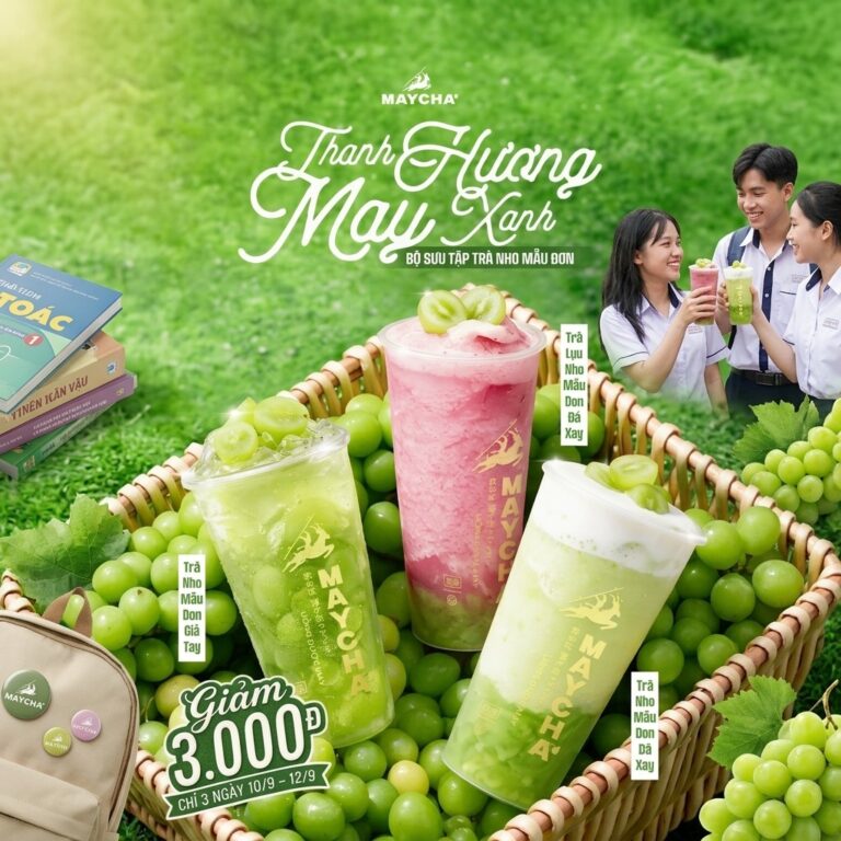 Maycha Bcons City Mall ra mắt Series Trà Nho Mẫu Đơn ưu đãi mùa tựu trường