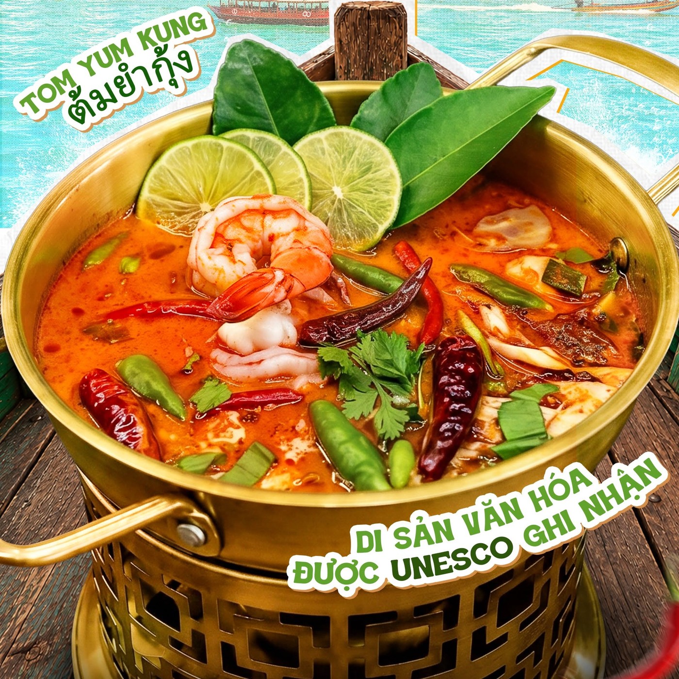 Tôm tươi ngọt thịt trong nước dùng Tom Yum Làng Đại Học đậm đà tại MEE THAI