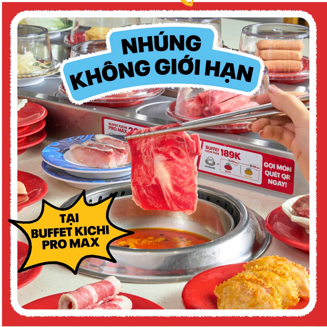 Khay thịt Bò Bông Tuyết tươi ngon được tặng kèm tại Buffet Kichi Classic