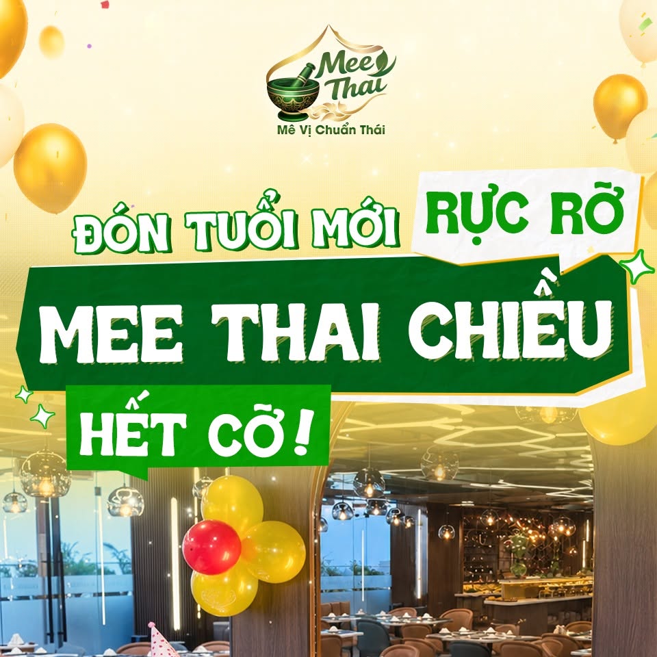 Tiệc sinh nhật MEE THAI Bcons City Mall - Banner chào đón sinh nhật rực rỡ tại nhà hàng MEE THAI Bcons City Mall